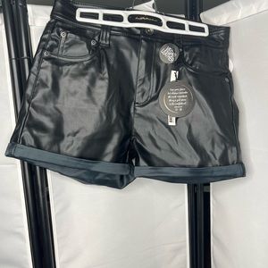 Black leather shorts